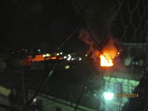 A picture from beside our room on the rooftop. The fire was three times as tall at its strongest.