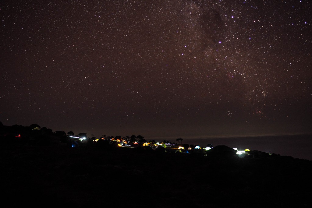 Shira campsite at night.