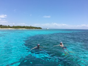 Snorkeling near islands off the coast from our compound
