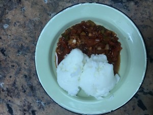 Pap and chakalaka...a proper African meal
