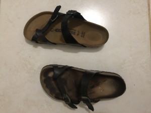 The tale of two Birkenstocks...one fresh out of the box and another having walked hundreds of miles all around Haiti. Oh the stories those shoes could tell!