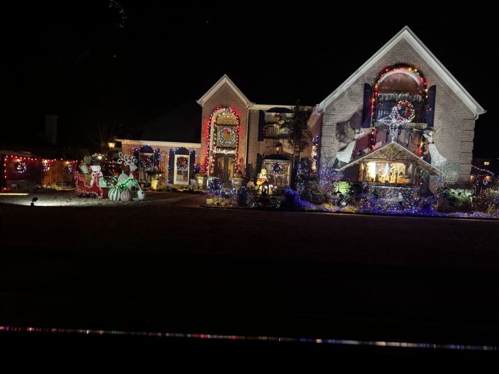 Driving around to see Christmas lights is always so exciting for me. I did not grow up in a house that decorated with lights so I always feel so connected to my younger self when I go and see homes decked out in lights. The effort and creativity placed into some of the homes leave me in awe. This home is a prime example